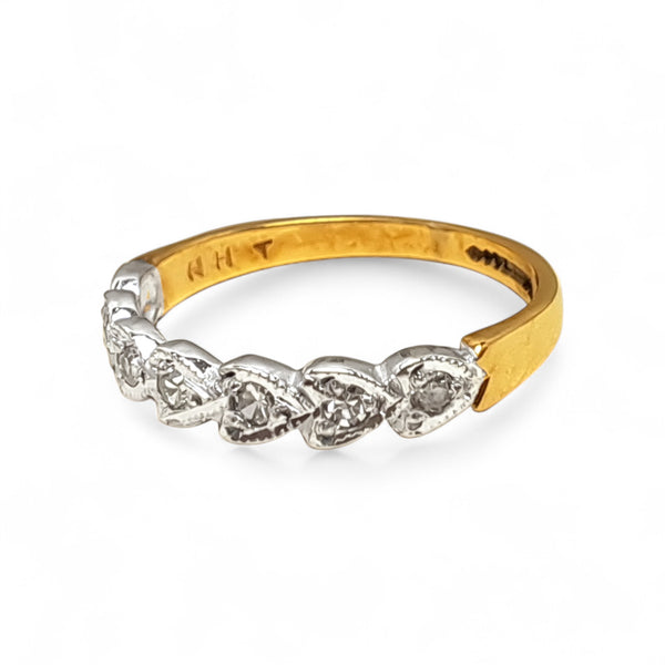 Vintage 'Hearts Aglow'  9ct Yellow and White Gold 7 Diamond Eternity Ring