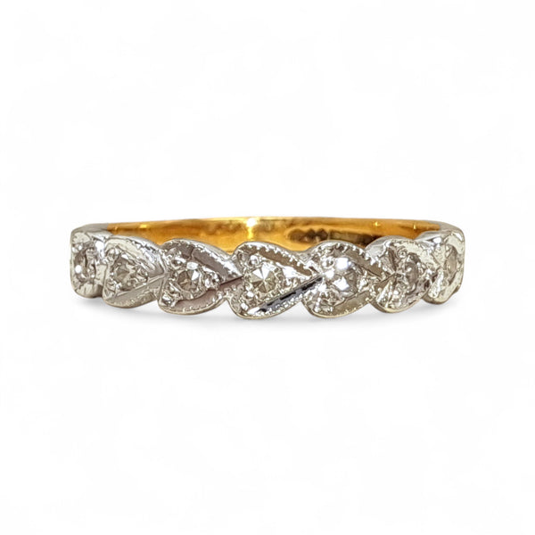 Vintage 'Hearts Aglow'  9ct Yellow and White Gold 7 Diamond Eternity Ring