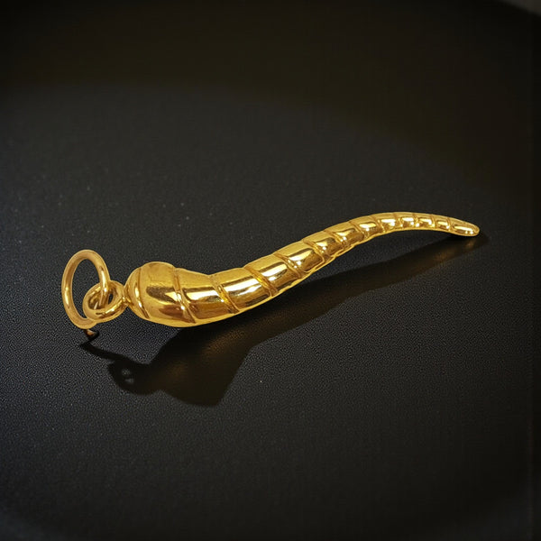 Vintage 9ct Gold Horn Pendant 16-18" Necklace