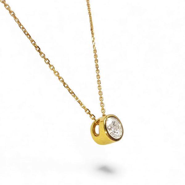 9ct Yellow Gold 0.25ct Diamond Sliding Pendant Necklace