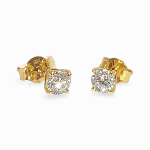 9ct Yellow Gold 0.50ct Diamond Stud Earrings