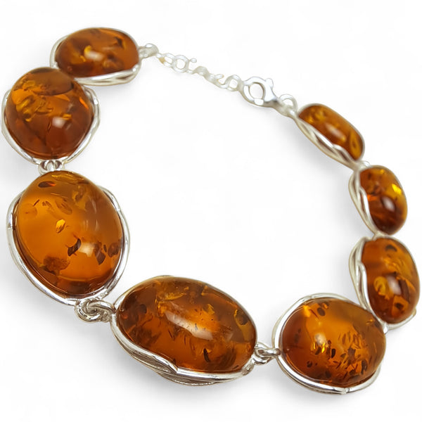 Extra Large Ovals  Amber & Sterling Silver Bracelet