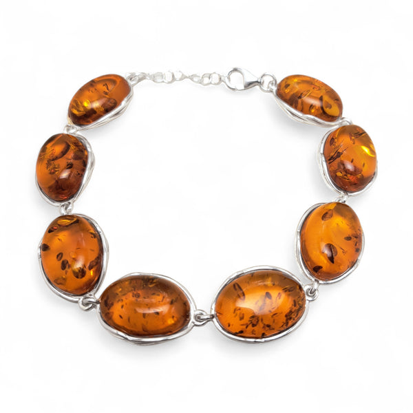 Extra Large Ovals  Amber & Sterling Silver Bracelet