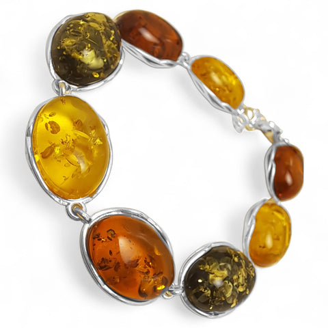 Extra Large Ovals  Amber & Sterling Silver Bracelet