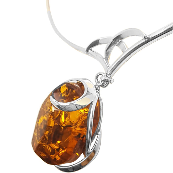 Extra-Large Faceted Amber Swirl Necklace