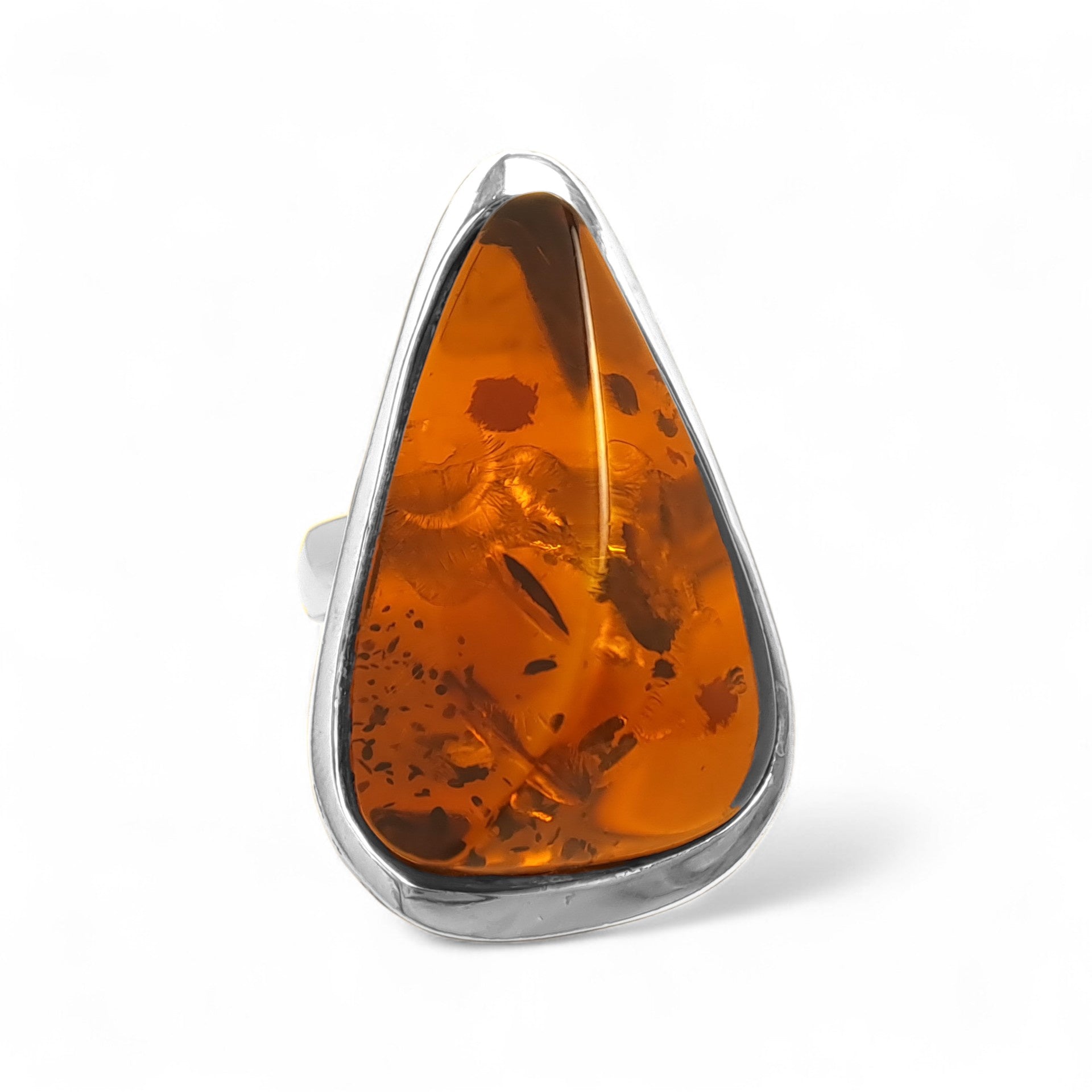 Extra-Large Amber Triangle Ring