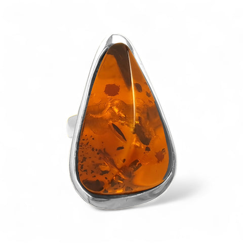 Extra-Large Amber Triangle Ring