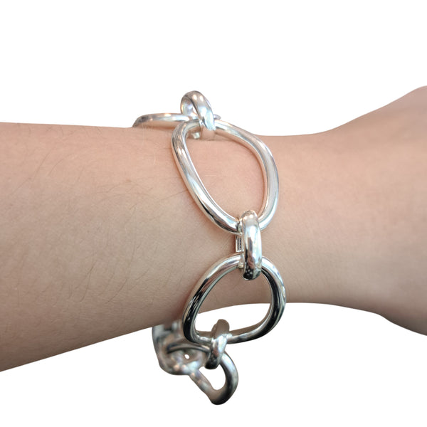 WILDE 3mm Heavy Curved Oval Links Sterling Silver Bracelet