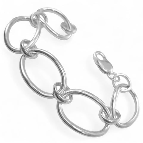 WILDE 3mm Heavy Curved Oval Links Sterling Silver Bracelet