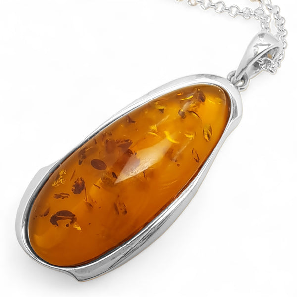 Extra-Large Amber Long Oval Necklace