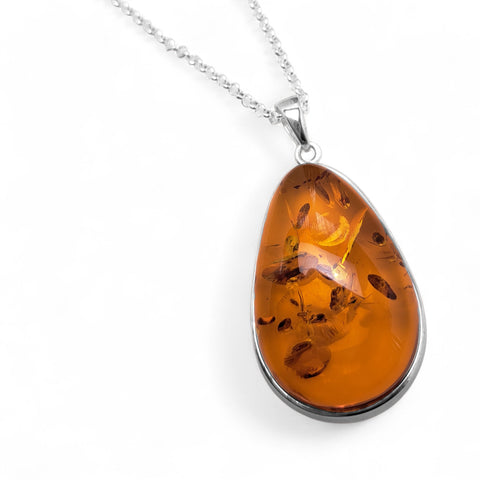 Extra-Large Amber Teardrop Necklace
