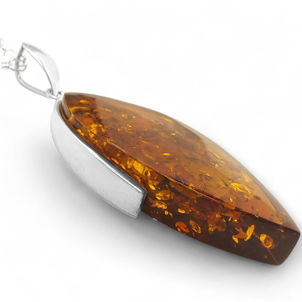 Extra-Large Amber Organic Marquise Necklace