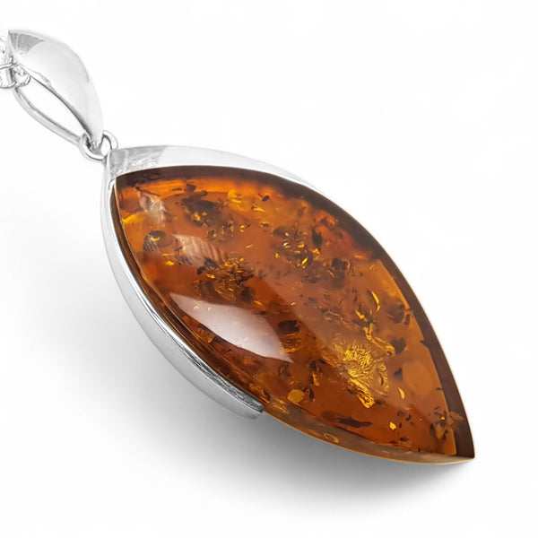 Extra-Large Amber Organic Marquise Necklace