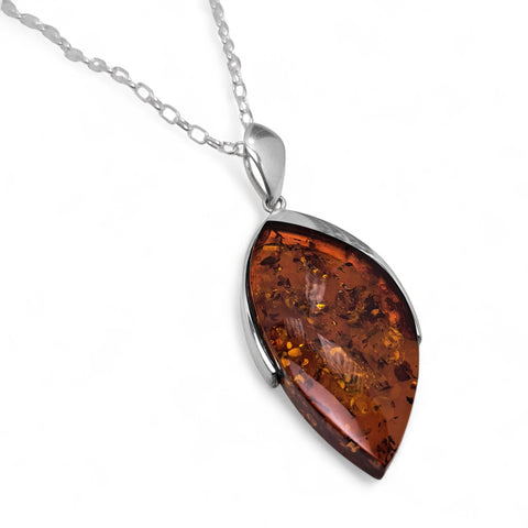 Extra-Large Amber Organic Marquise Necklace
