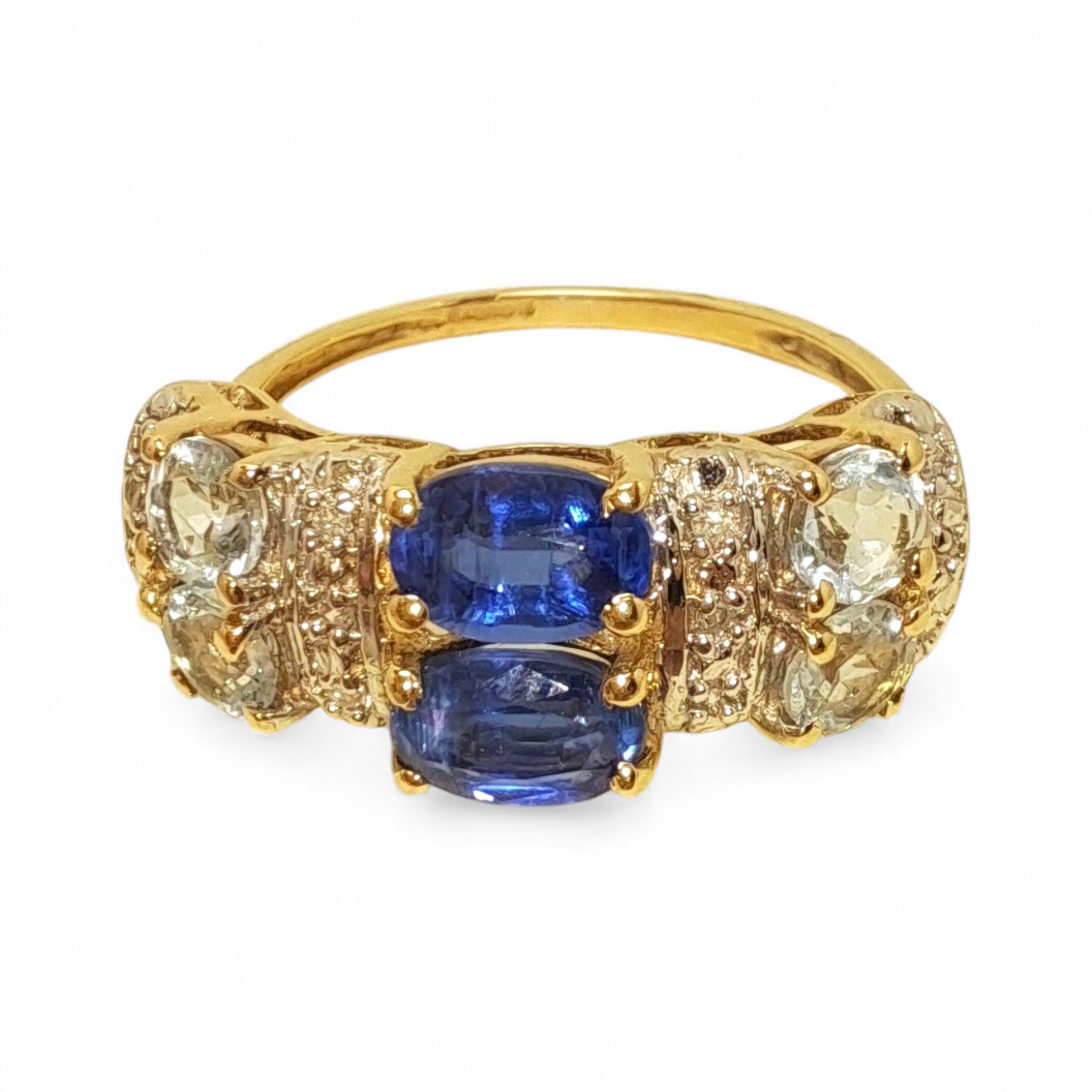 Vintage 'Empress Blue' 9ct Gold Sapphire, Aquamarine and Diamond Ring