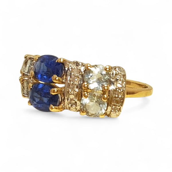 Vintage 'Empress Blue' 9ct Gold Sapphire, Aquamarine and Diamond Ring
