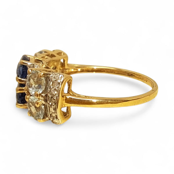 Vintage 'Empress Blue' 9ct Gold Sapphire, Aquamarine and Diamond Ring