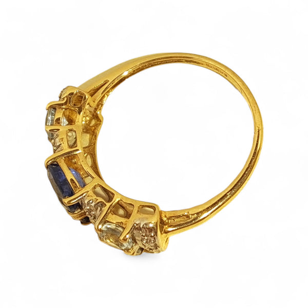Vintage 'Empress Blue' 9ct Gold Sapphire, Aquamarine and Diamond Ring