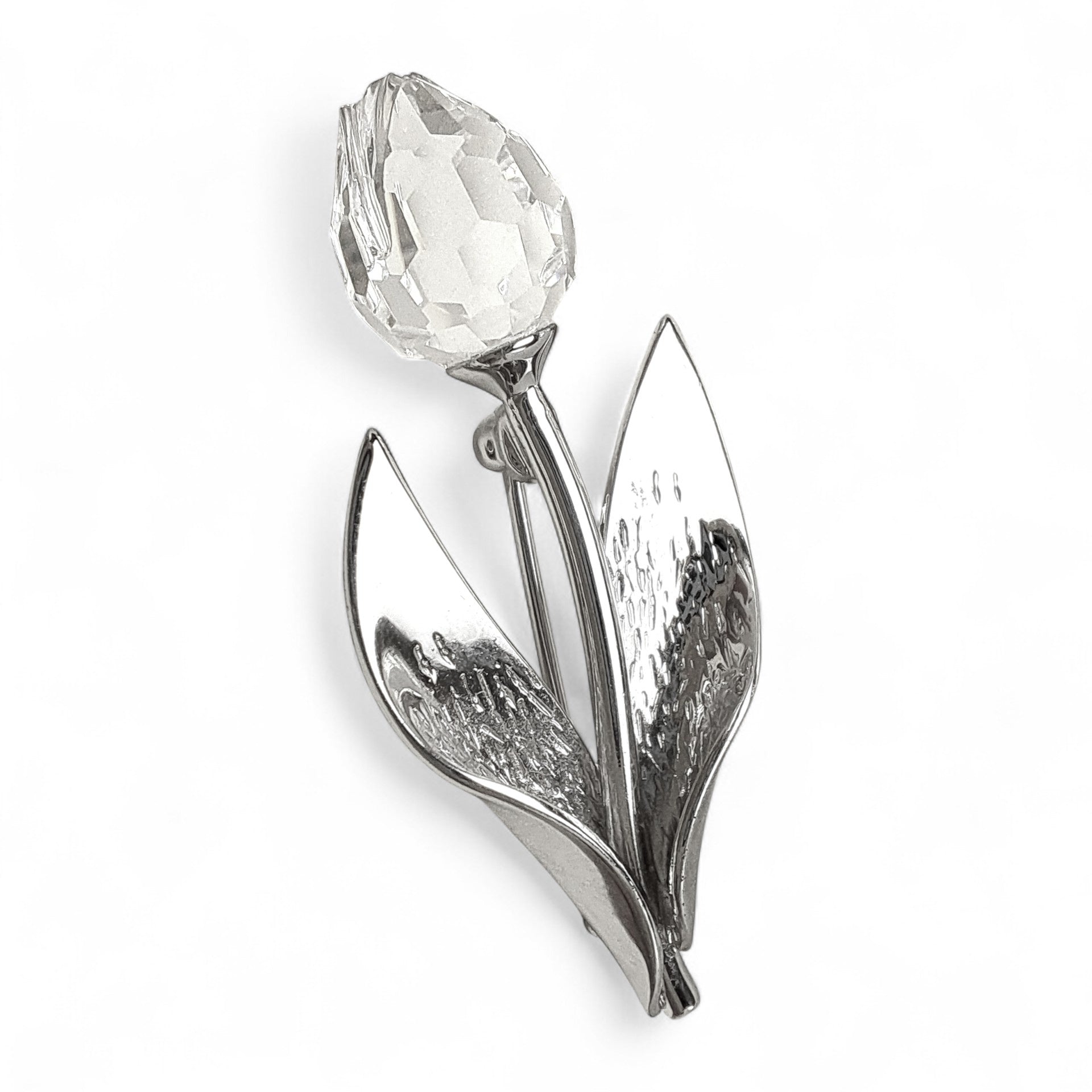 Vintage Swarovski Crystal and Sterling Silver Tulip Brooch