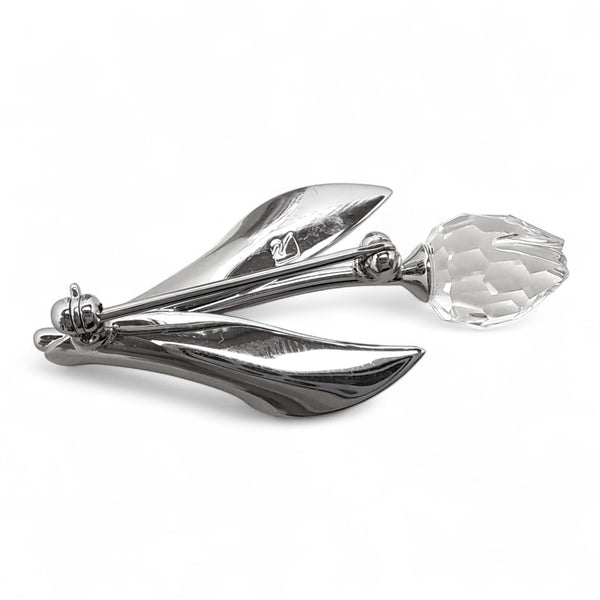 Vintage Swarovski Crystal and Sterling Silver Tulip Brooch