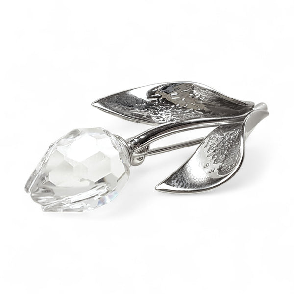 Vintage Swarovski Crystal and Sterling Silver Tulip Brooch
