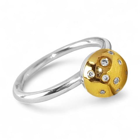 WILDE Mini Half-Sprinkle 10 Diamond  Gold-Top Pod Ring