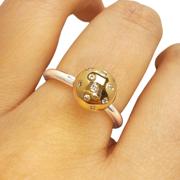 WILDE Mini Half-Sprinkle 10 Diamond  Gold-Top Pod Ring