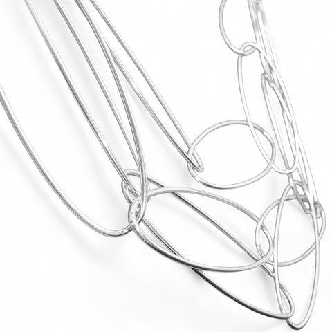 WILDE Three-Strand Long Oval Links Sterling Silver Necklace