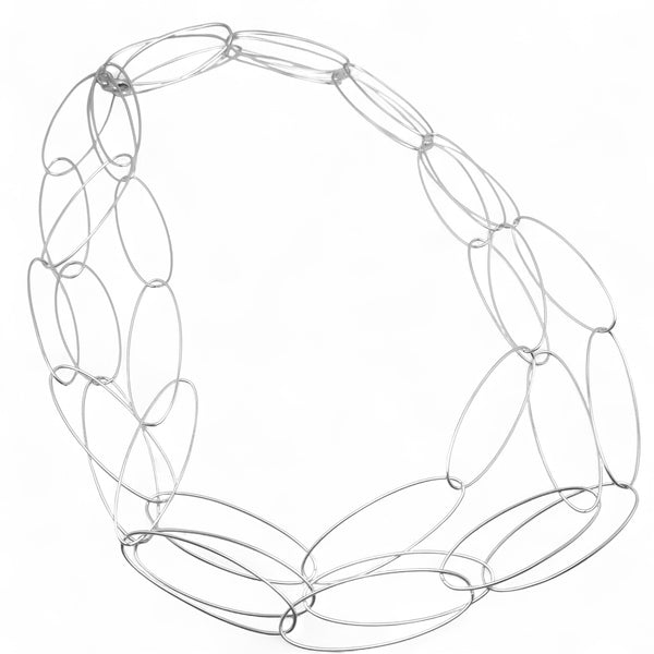 WILDE Three-Strand Long Oval Links Sterling Silver Necklace