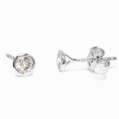 9ct White Gold 0.33ct Diamond Bezel-Set Stud Earrings