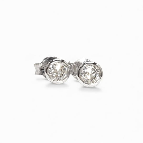 9ct White Gold 0.33ct Diamond Bezel-Set Stud Earrings
