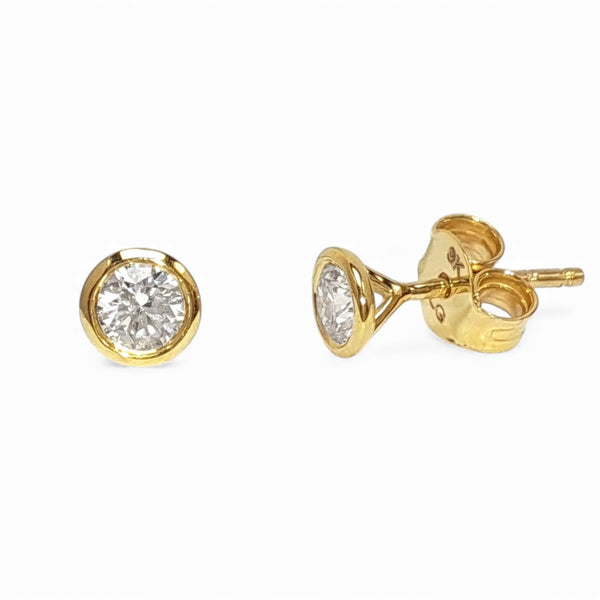 9ct Yellow Gold 0.33ct Diamond Bezel-Set Stud Earrings