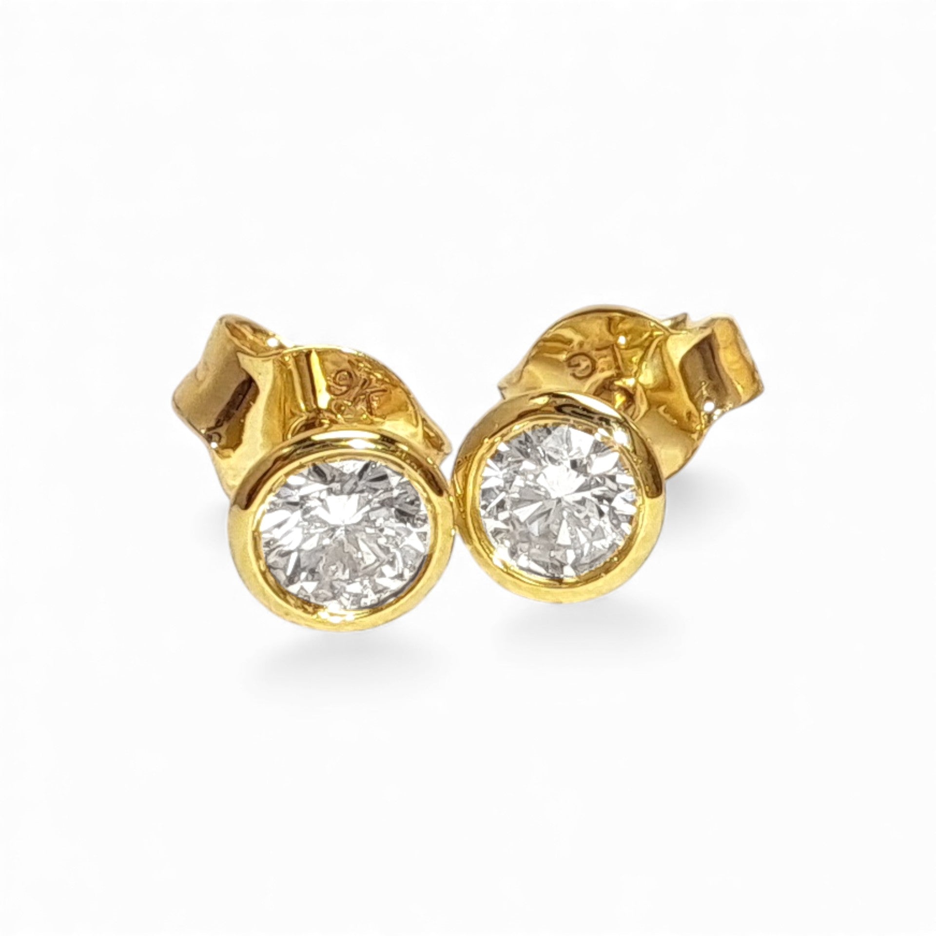 9ct Yellow Gold 0.33ct Diamond Bezel-Set Stud Earrings