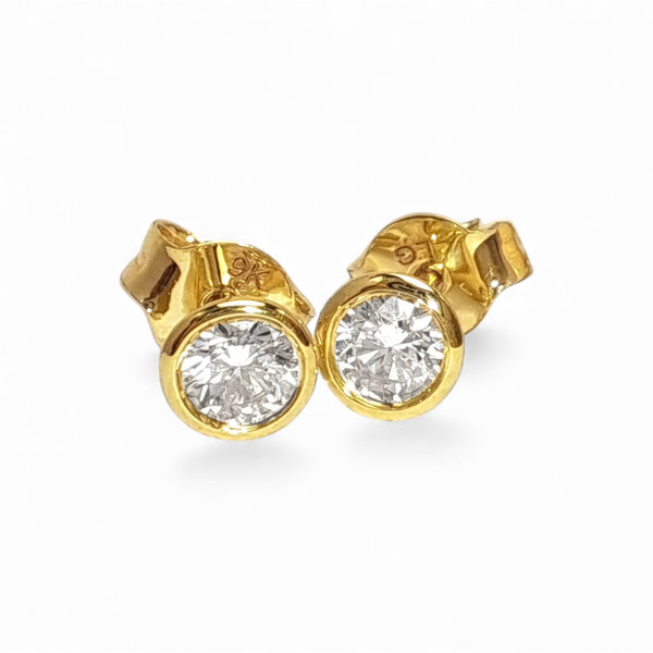 9ct Yellow Gold 0.33ct Diamond Bezel-Set Stud Earrings