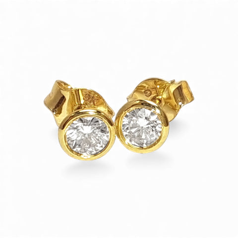 9ct Yellow Gold 0.33ct Diamond Bezel-Set Stud Earrings