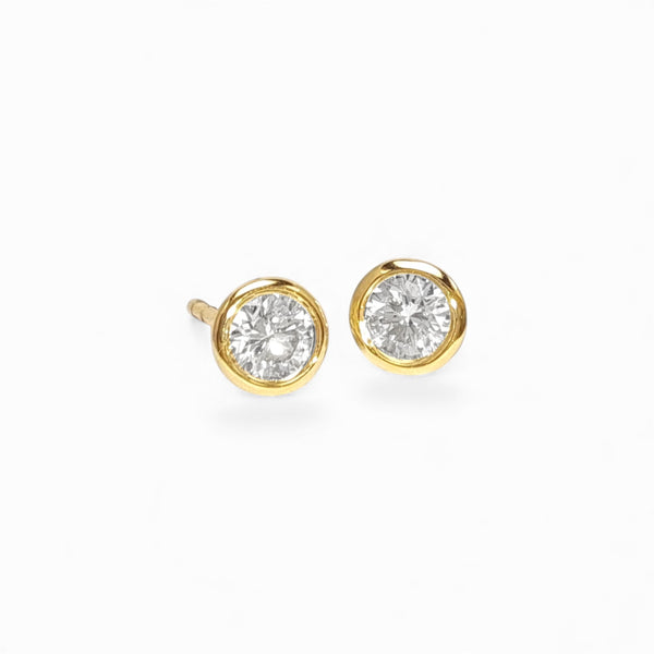9ct Yellow Gold 0.33ct Diamond Bezel-Set Stud Earrings