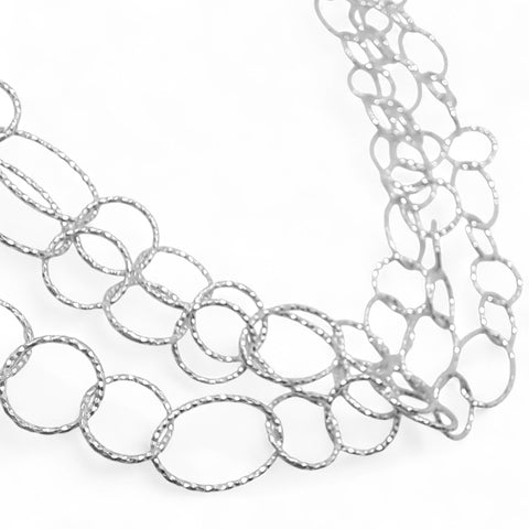 WILDE Sparkle Three-Strand Circles & Ovals Sterling Silver 21"Necklace