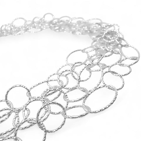 WILDE Sparkle Four-Strand Circles & Ovals Sterling Silver 21"Necklace