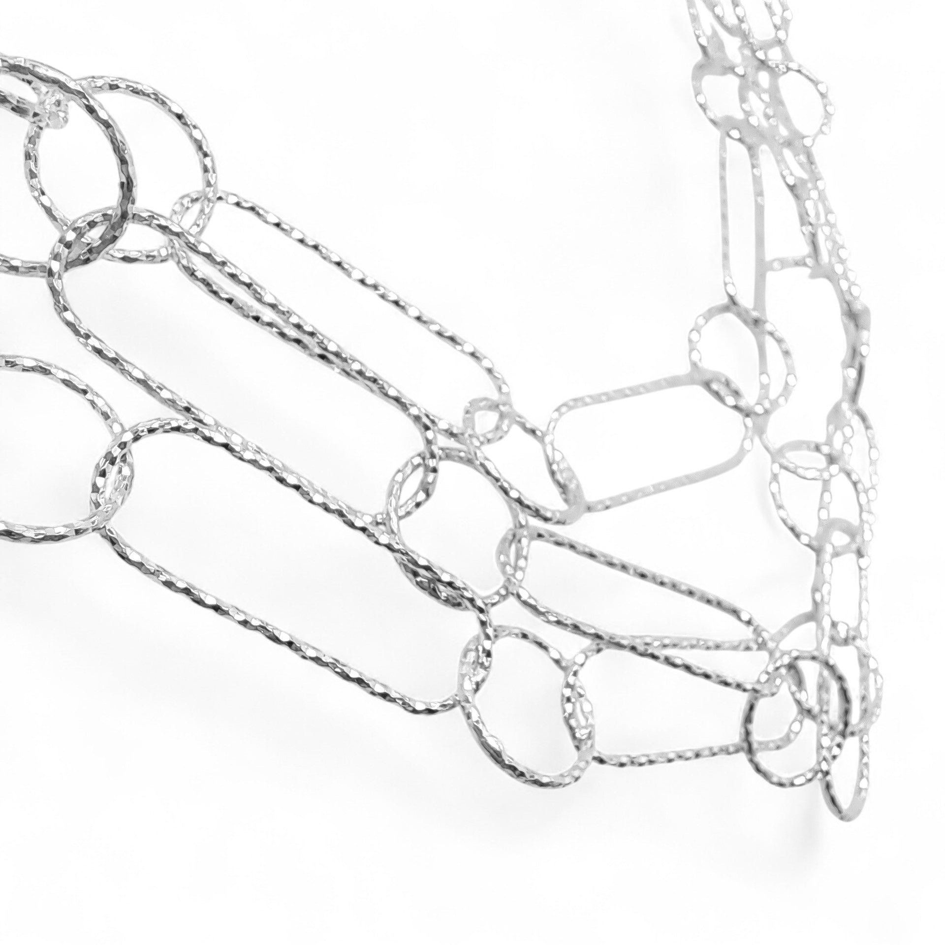 WILDE Sparkle Three-Strand Circles & Loops Sterling Silver 21"Necklace