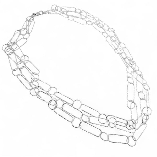WILDE Sparkle Three-Strand Circles & Loops Sterling Silver 21"Necklace