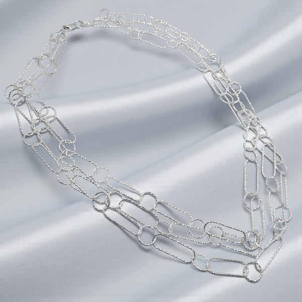 WILDE Sparkle Three-Strand Circles & Loops Sterling Silver 21"Necklace
