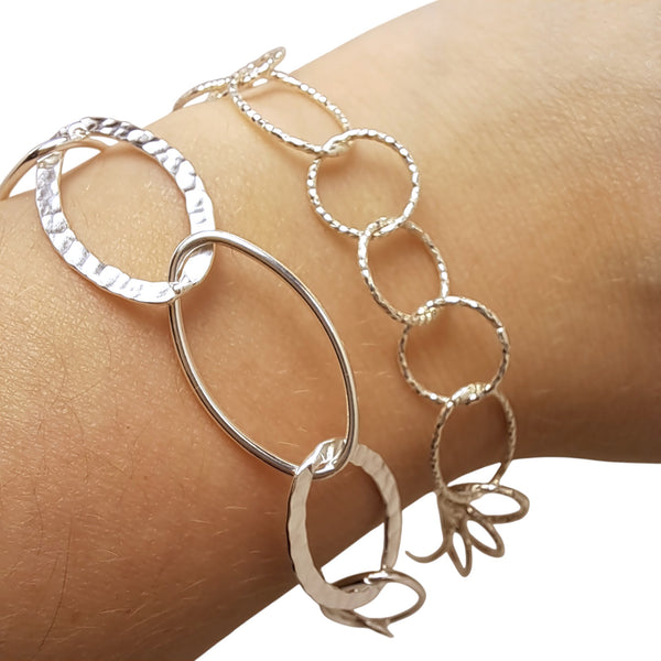 WILDE Sparkle Circles & Loops Sterling Silver 7.5" Bracelet