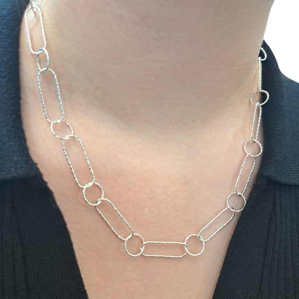 WILDE Sparkle Circles & Loops Sterling Silver 21"Necklace