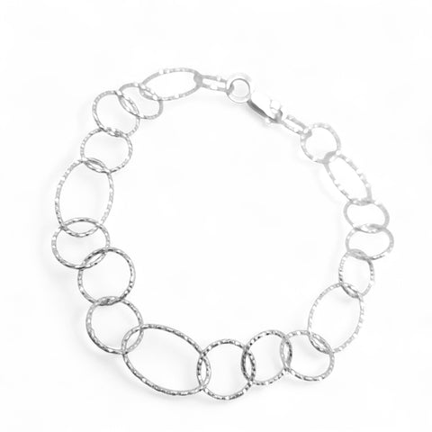 WILDE Sparkle Circles & Loops Sterling Silver 7.5" Bracelet