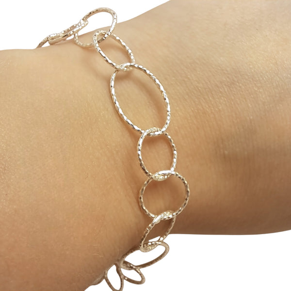 WILDE Sparkle Circles & Loops Sterling Silver 7.5" Bracelet