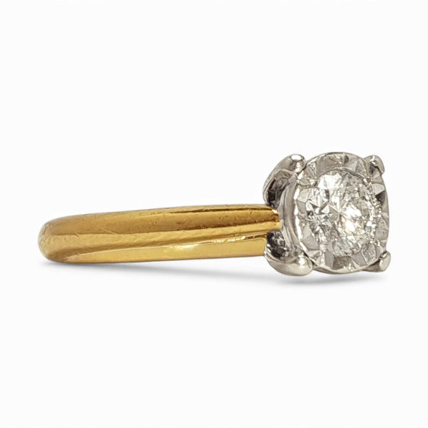 Vintage 'Timeless Illusion' 9ct Gold 0.20ct Diamond Solitaire Ring
