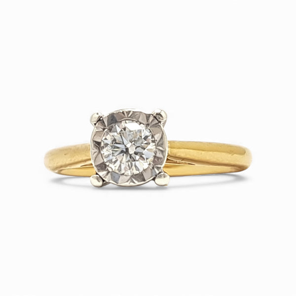 Vintage 'Timeless Illusion' 9ct Gold 0.20ct Diamond Solitaire Ring