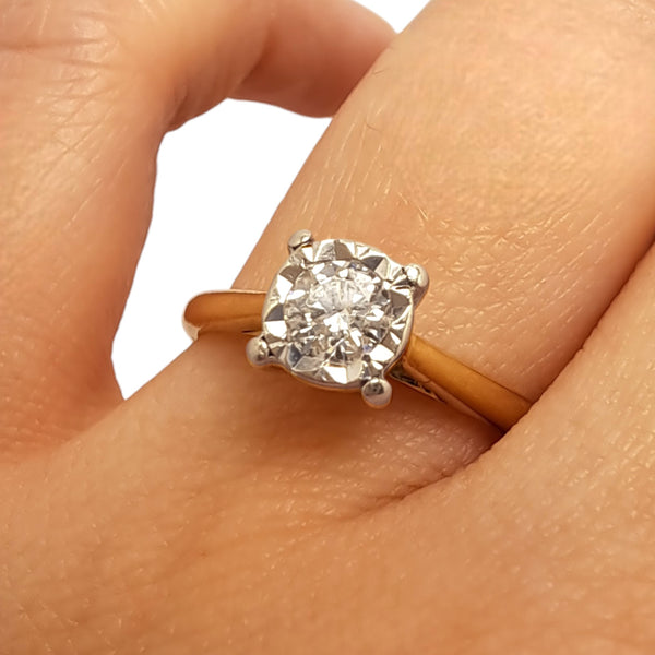 Vintage 'Timeless Illusion' 9ct Gold 0.20ct Diamond Solitaire Ring
