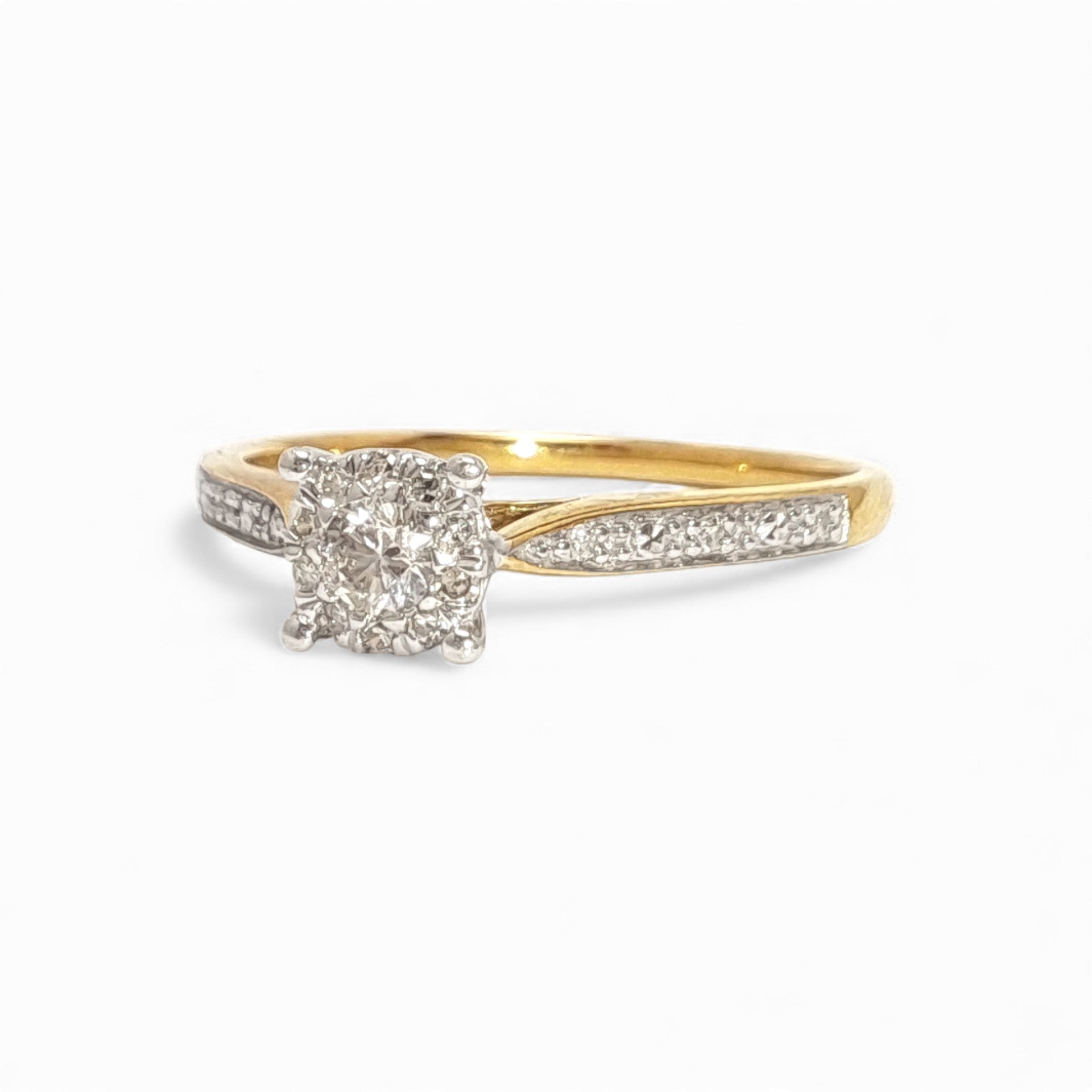 Vintage 'Honeycomb Halo' 9ct Gold 20 Diamond Halo Ring