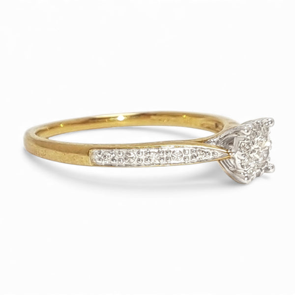 Vintage 'Honeycomb Halo' 9ct Gold 20 Diamond Halo Ring